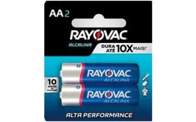 PILHA RAYOVAC ALCALINA PEQUENA AA CART. 2 UND.